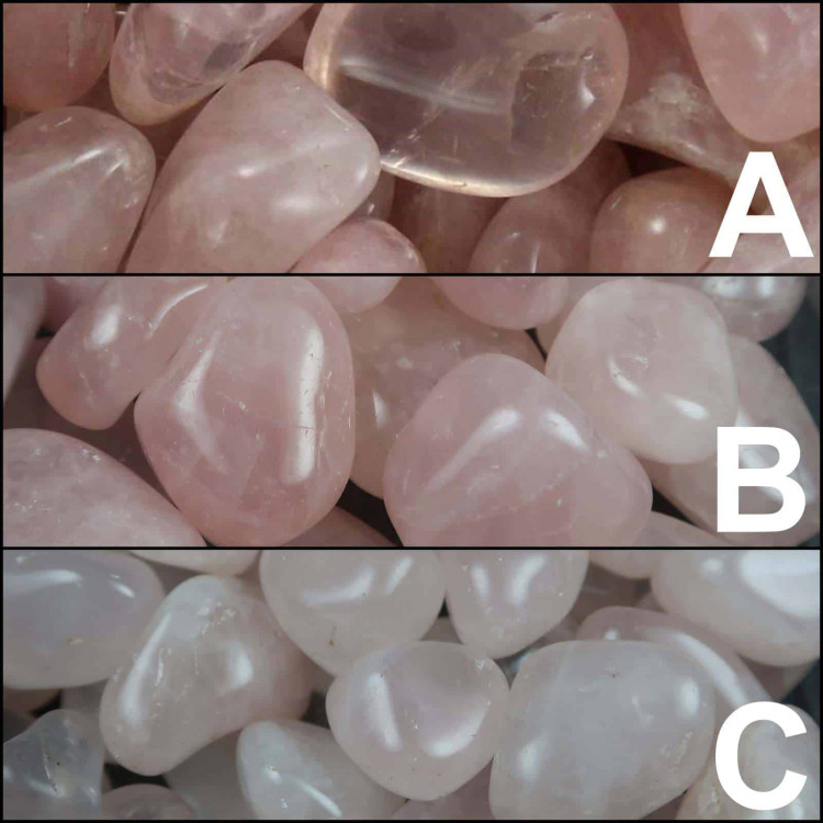 rose quartz tumblestone grading image