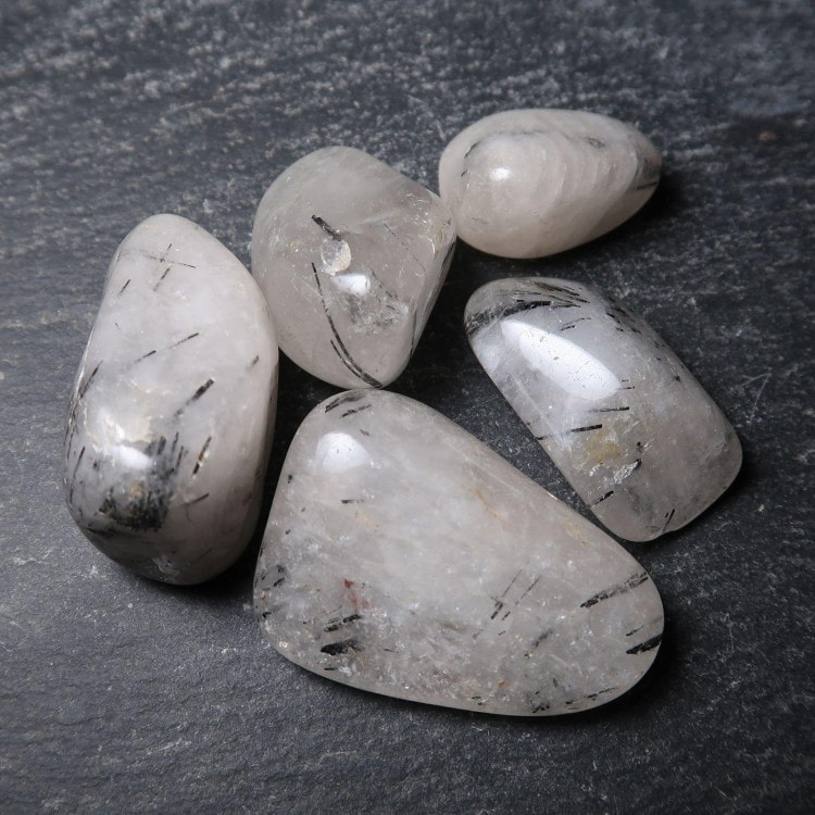 tourmalinated quartz tourmaline included quartz tumblestones 2