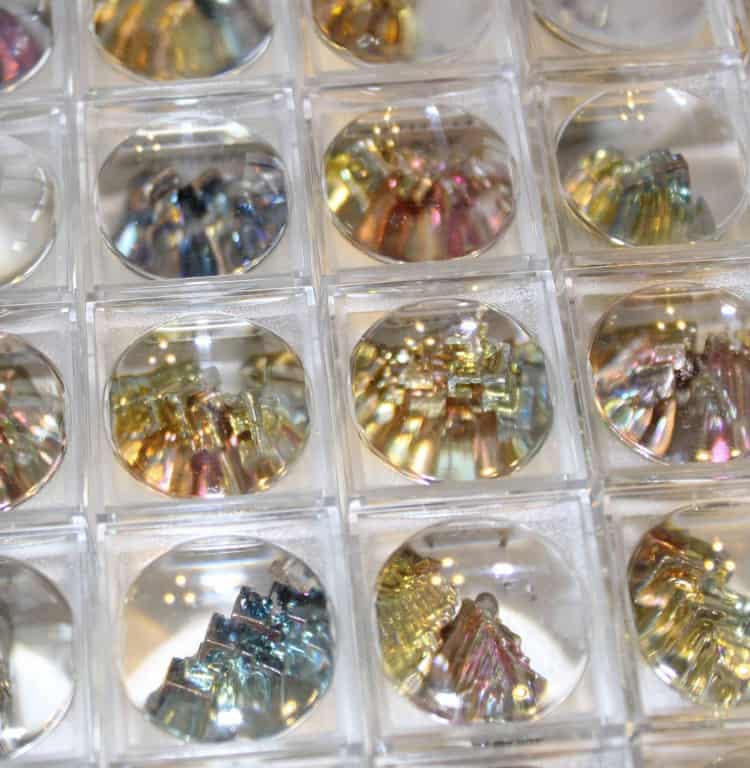 Bismuth Crystal in Magnifier Boxes - Crystalline Bismuth Hoppers