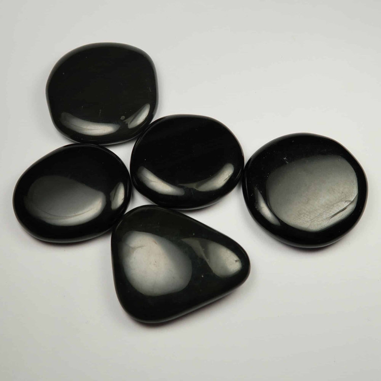 black obsidian palmstones thumbstones