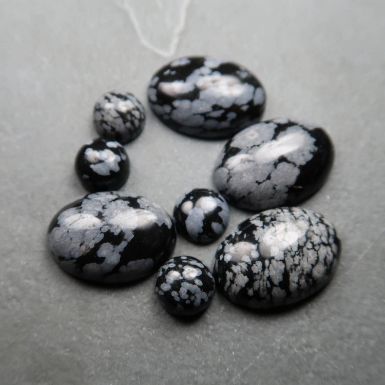 Snowflake Obsidian Cabochons For Jewellery Making (1)