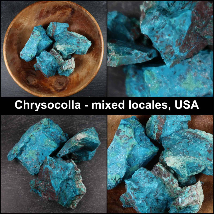chrysocolla specimens from mixed locales usa