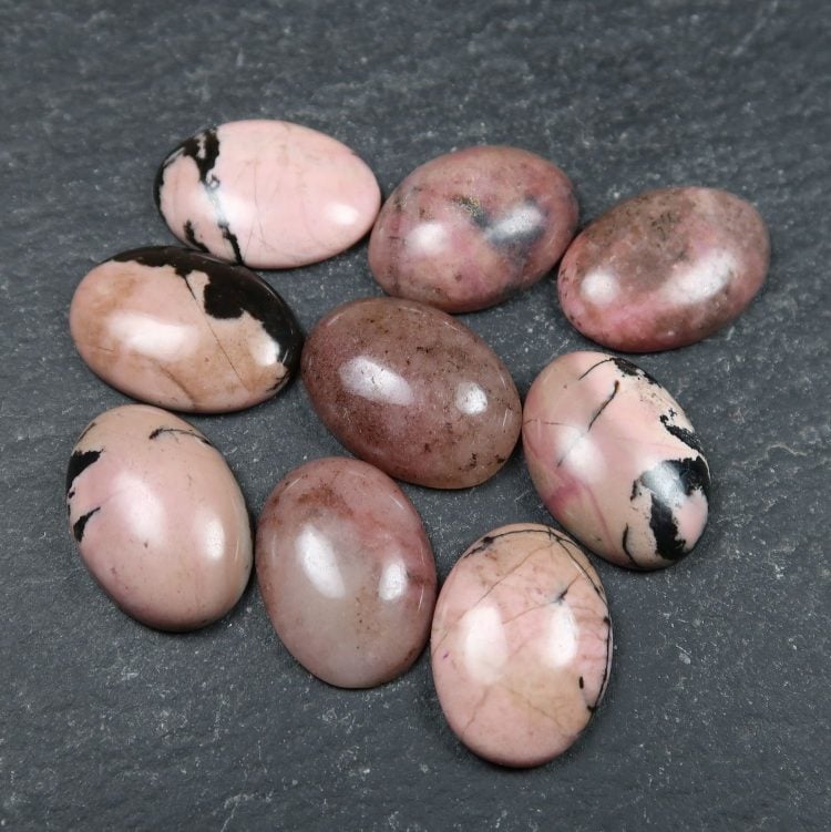 pink rhodonite cabochons for jewellery making 2
