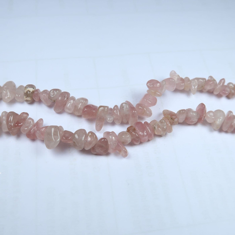 rose quartz chip bead strands for jewellery making