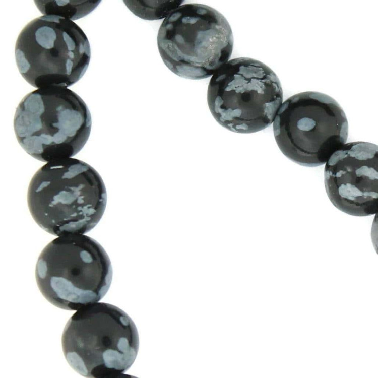 Round Snowflake Obsidian Beads