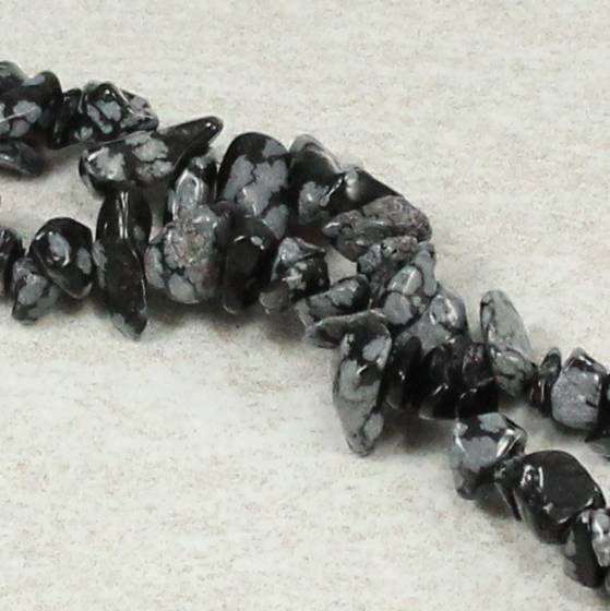 Tumbled Snowflake Obsidian Chip Bead Strands