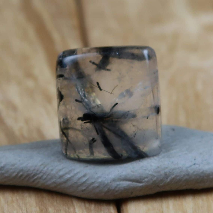 black tourmaline in quartz cabochons for jewellery making 2