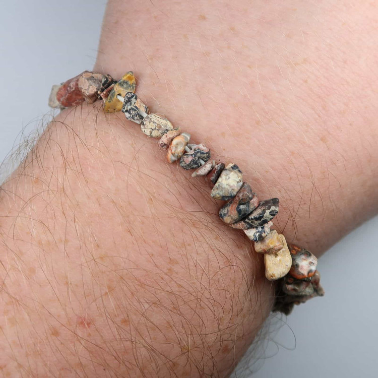 leopardskin rhyolite chip bead bracelets 4