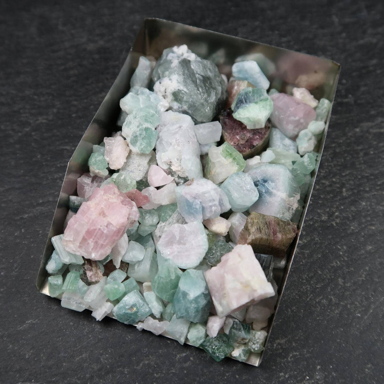 pale mixed tourmaline crystals (4)