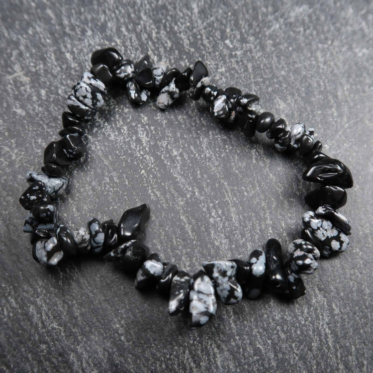 snowflake obsidian chip bracelets