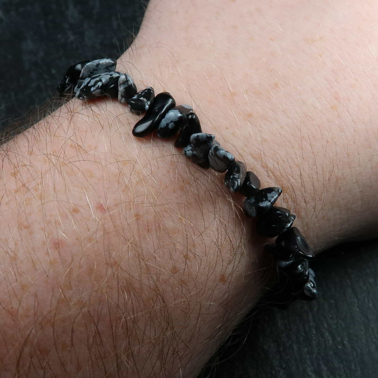 snowflake obsidian chip bracelets 2