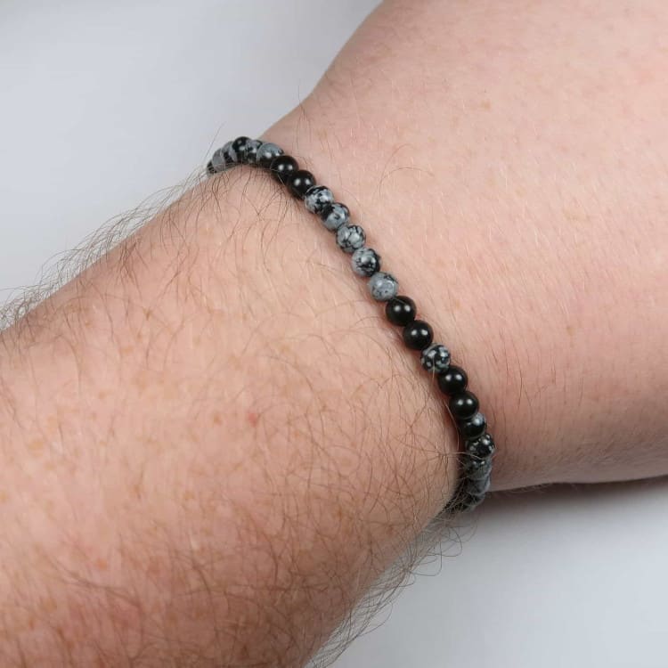 snowflake obsidian round beaded bracelets 4