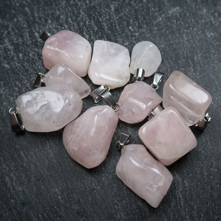 rose quartz tumblestone pendants for jewellery makers