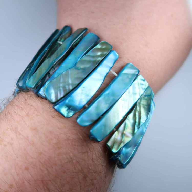 wide shell bracelets dyed blue 3