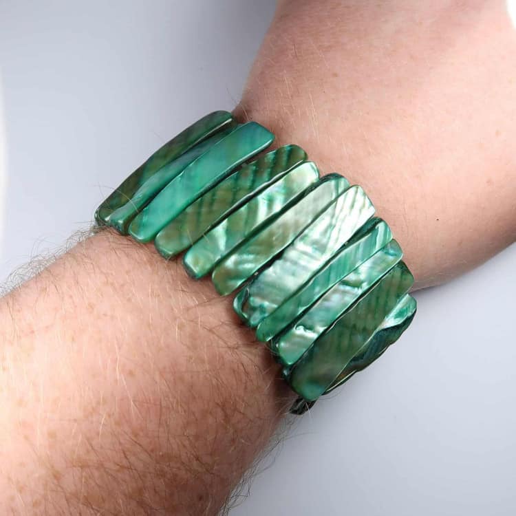 wide shell bracelets dyed green 4