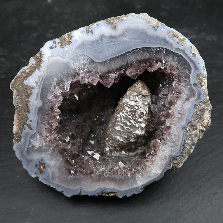 blue lace agate and smoky quartz geode (3)