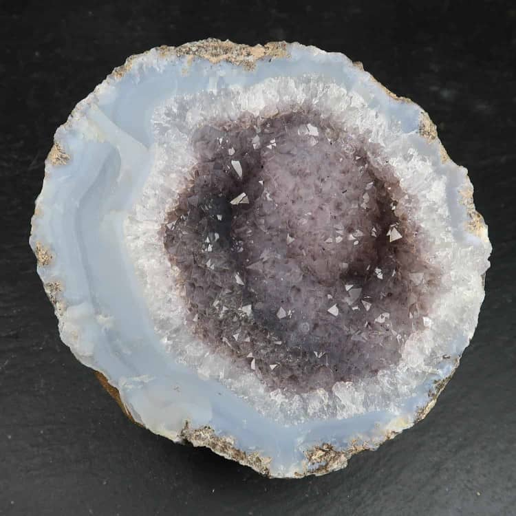 blue lace agate and smoky quartz geode specimen (2)