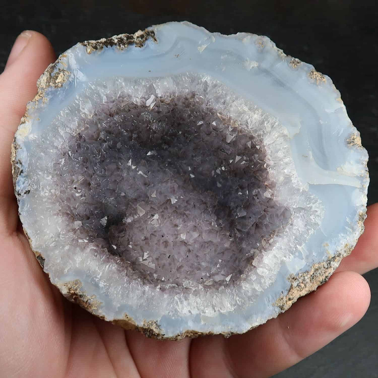 blue lace agate and smoky quartz geode specimen (4)