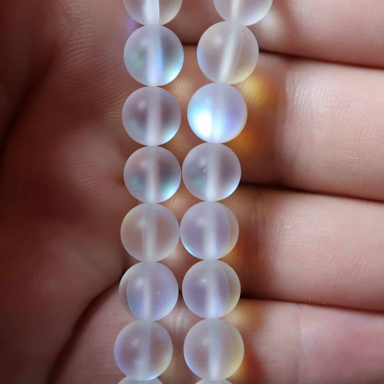 Frosted Mystic Aura Quartz bead strands