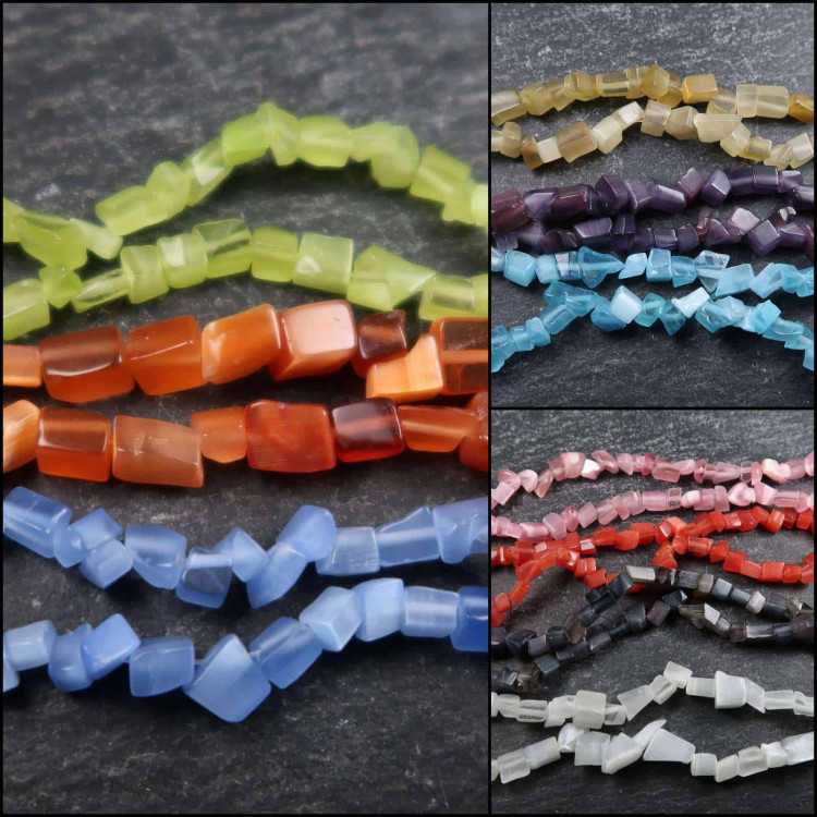 cats eye glass bead strands collage