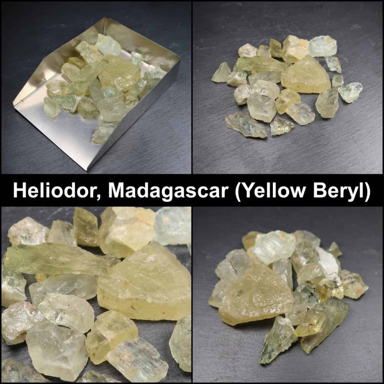 heliodor specimens from madagascar collage