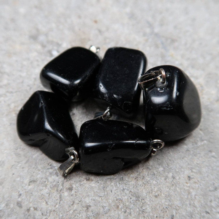 Black Obsidian tumblestone pendants
