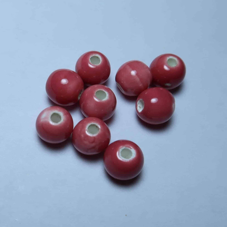 Ceramic Beads with a pink glaze