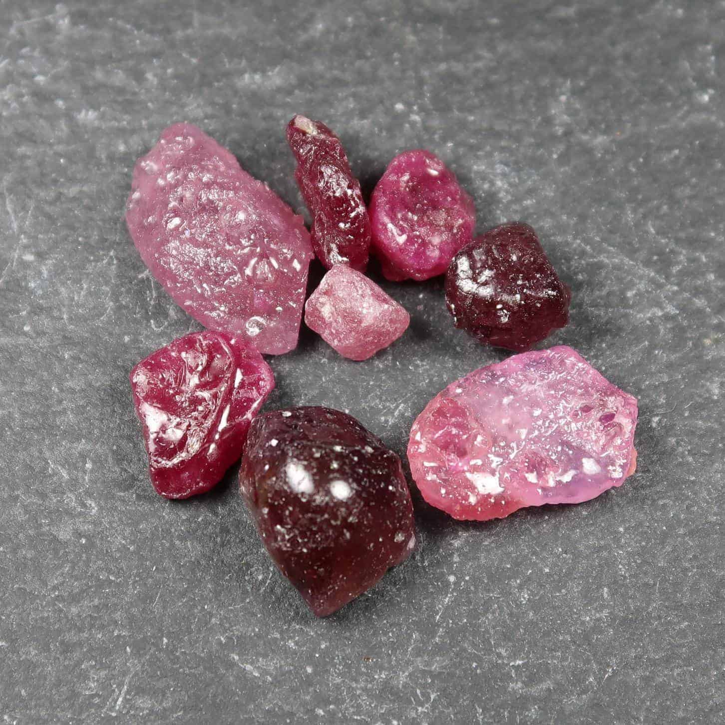 Lead glass filled Ruby Study Pieces for gemology or geology classes UK