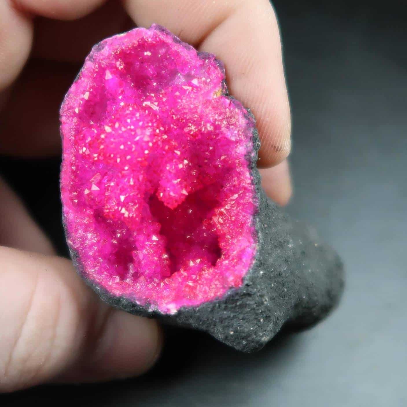 Dyed pink Moroccan geode