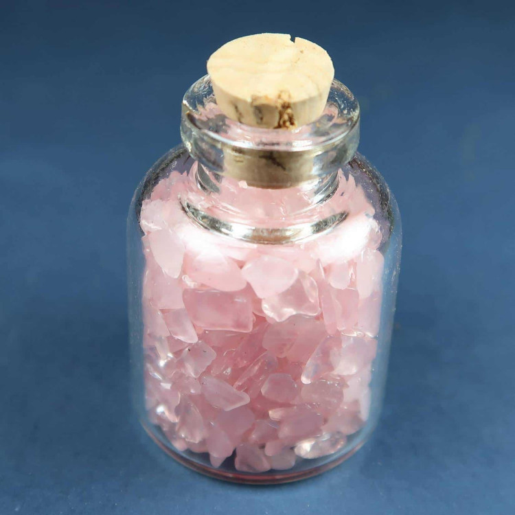 rose quartz gemstone chip bottles