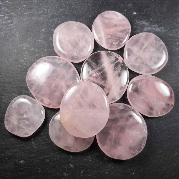 rose quartz palmstones thumbstones