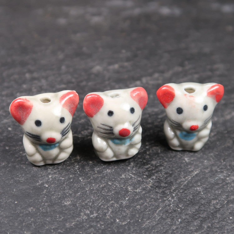 ceramic mice mouse beads 2