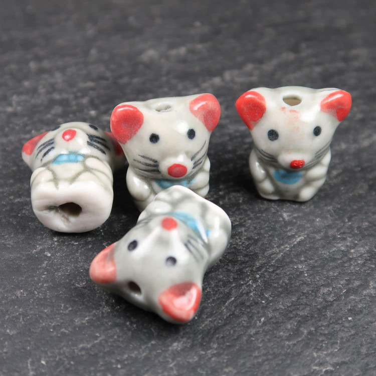 ceramic mice mouse beads 3