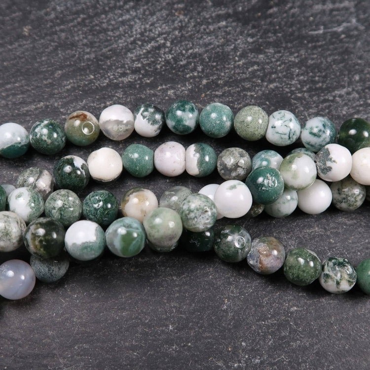 round tree agate bead strands