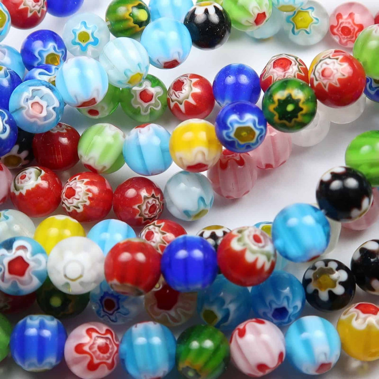 millifiori bead strands for jewellery making