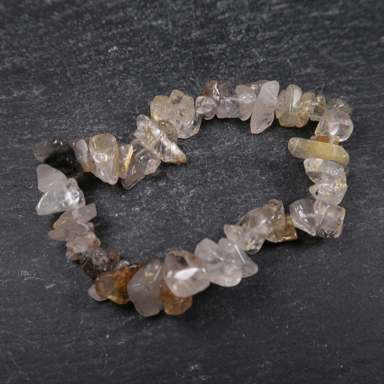 rutilated quartz beaded chip bracelets