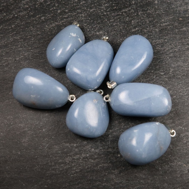 blue angelite tumblestone pendants
