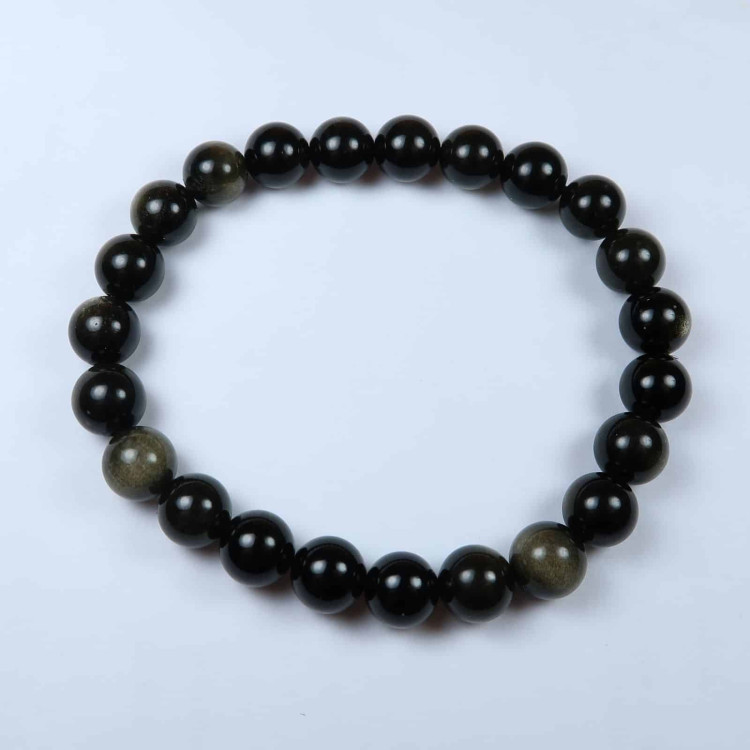 gold sheen obsidian round beaded bracelets (5)