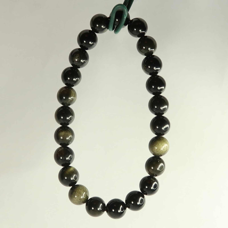 gold sheen obsidian round beaded bracelets 2