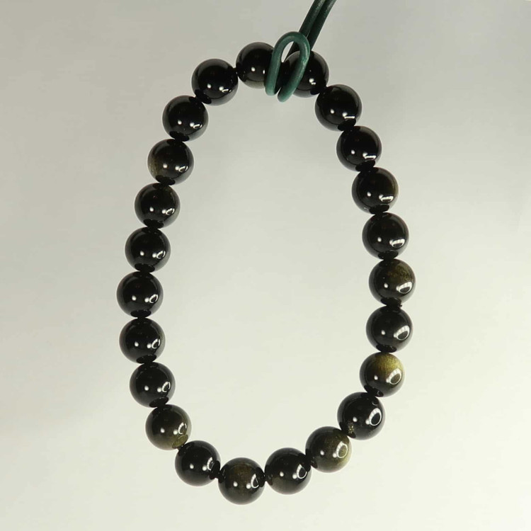gold sheen obsidian round beaded bracelets 3