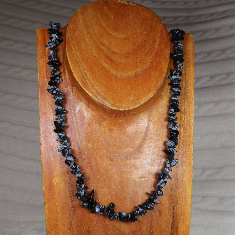 snowflake obsidian chip bead necklaces 3