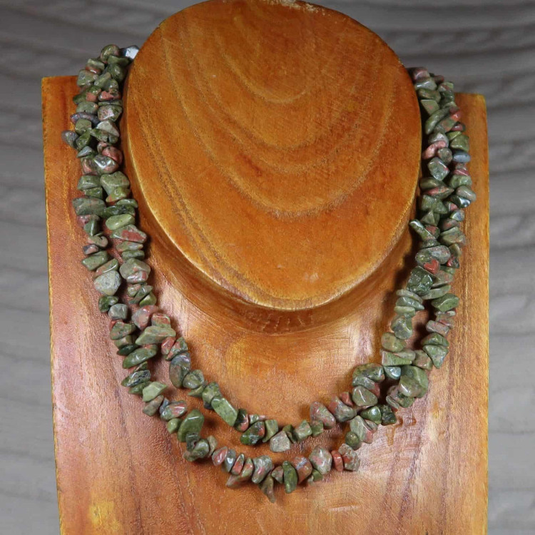 unakite chip necklaces pink and green semi precious stone (1)